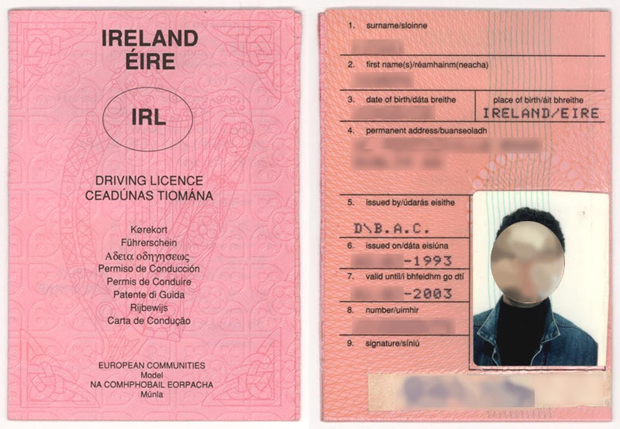Irish Driving License Template